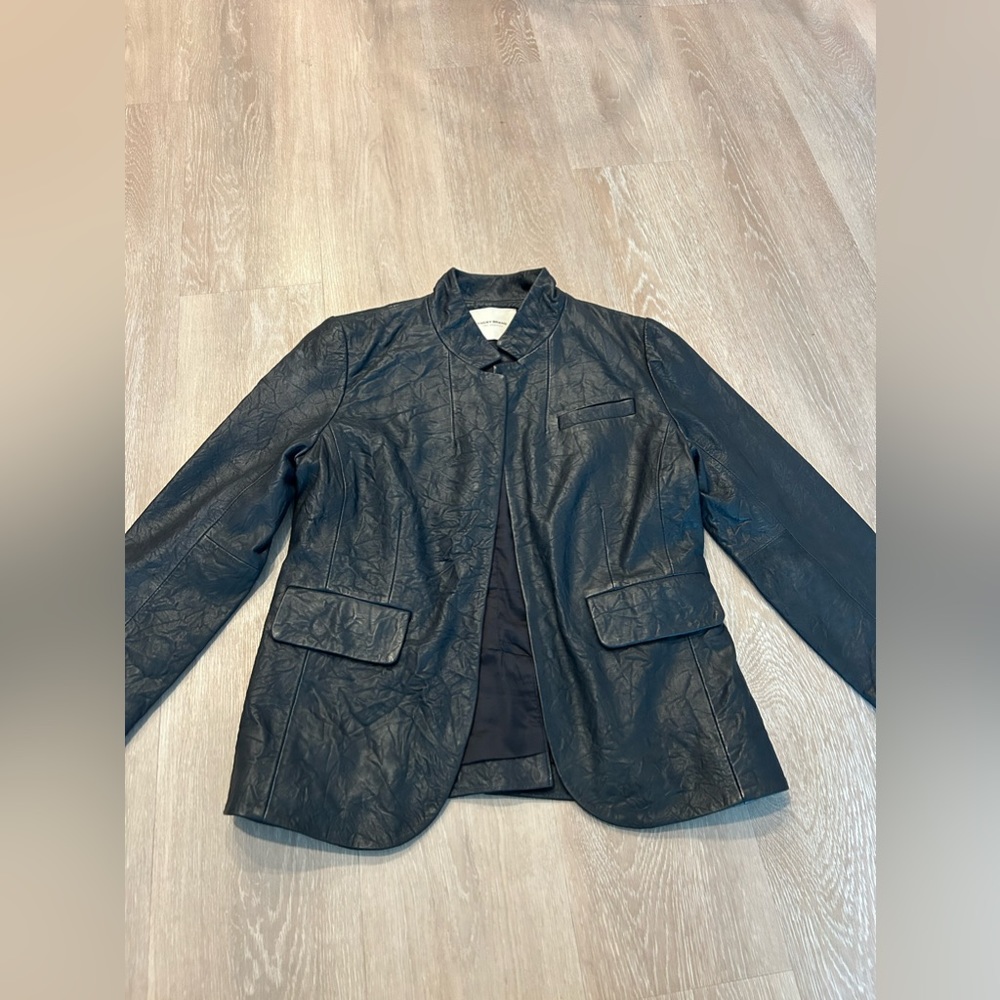 Crinkle Authentic Leather Blazer - image 3